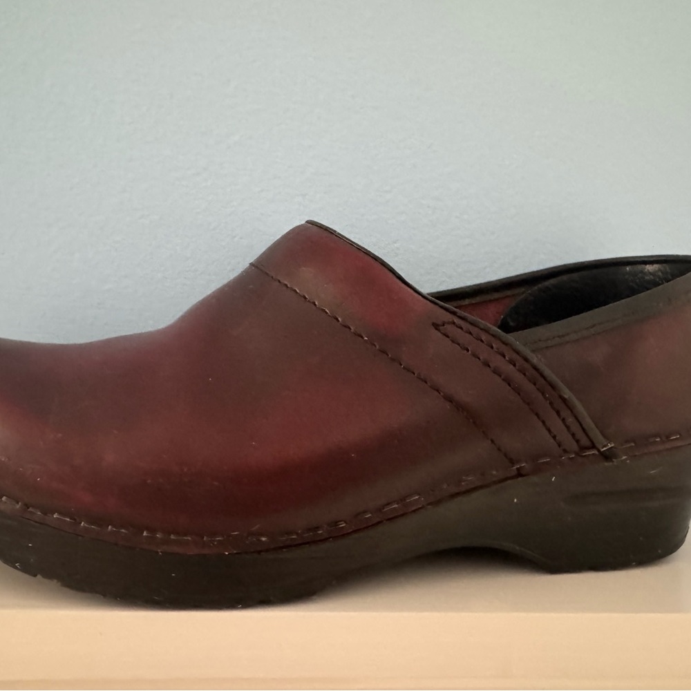 Dansko Maroon Leather Mules